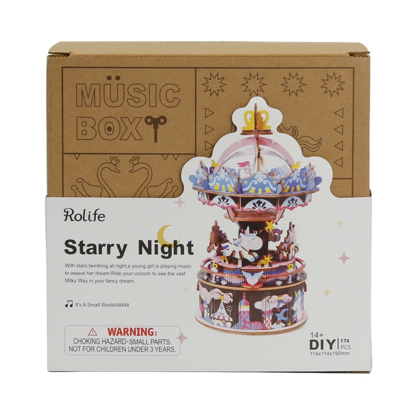 [BẢN XUẤT KHẨU TIẾNG ANH] Hộp nhạc gỗ Starry Night DIY Robotime