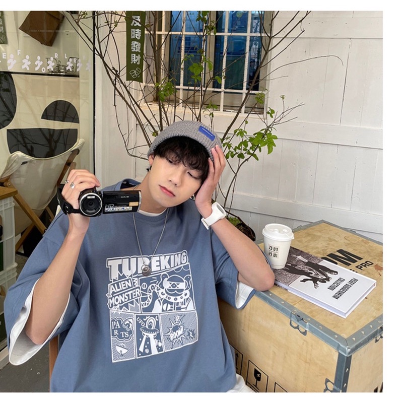 Áo thun tay lỡ nam nữ, áo phông shop cossi form rộng chất cotton in hình REKING