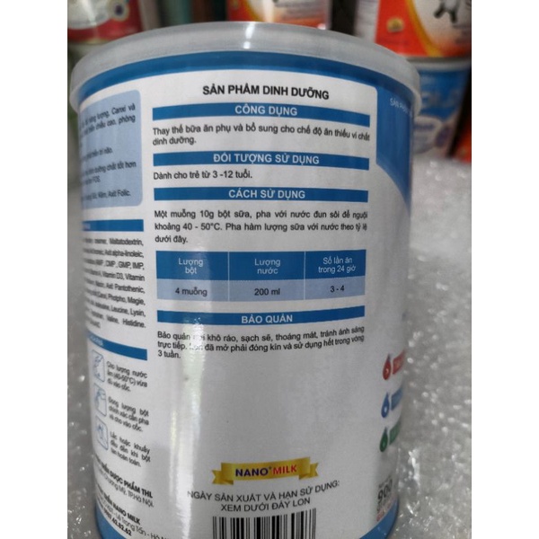 SỮA NANO MILK CANXI 3-12 TUỔI/ 900G DATE TH11/2023