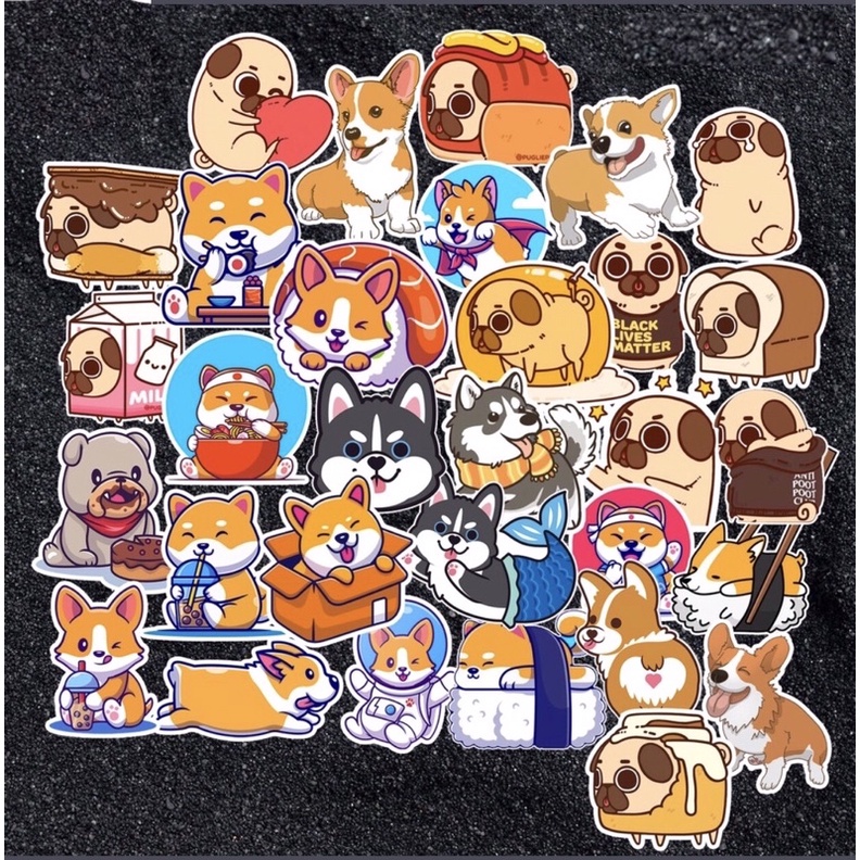 [ Ảnh Thật ] | Sticker chó Shiba,Cogi,Pug,Husky cute Sticker dán máy tính Casio,Vinacal, laptop….