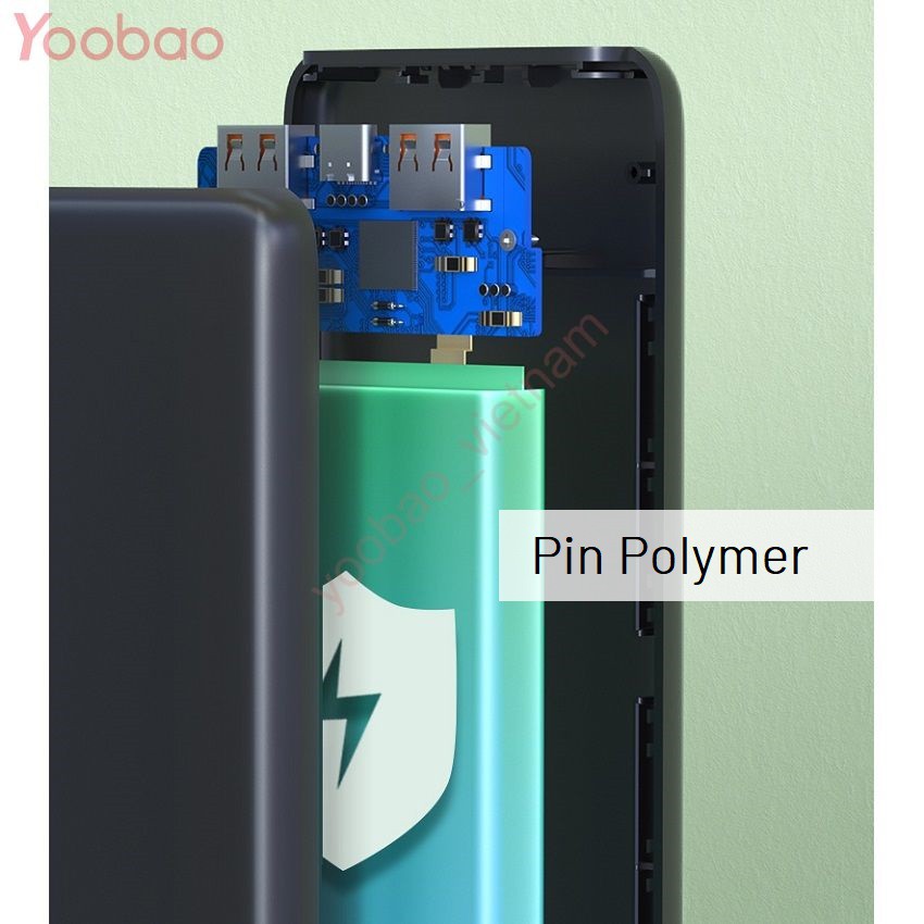 Sạc Dự Phòng Yoobao 10000mAh Pin Polymer Mỏng Nhẹ, Đầu vào Type-C, 2 Đầu Ra USB - YOOBAO D10