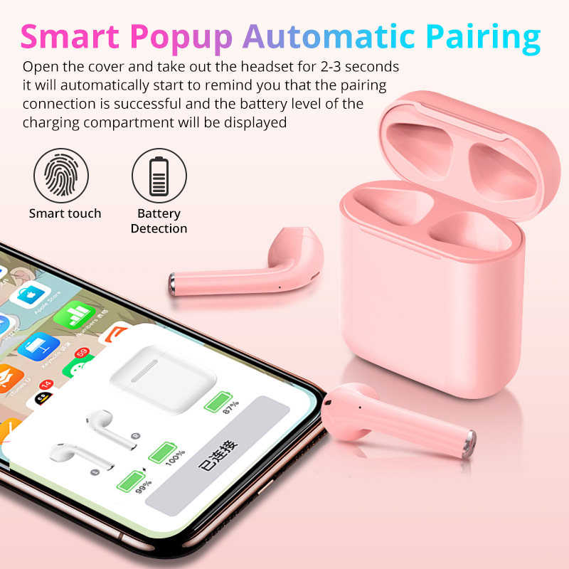 Ankndo Tai nghe bluetooth không dây Inpods i12 TWS cảm ứng điều khiển cảm biến âm thanh HIFI cho Android iOS