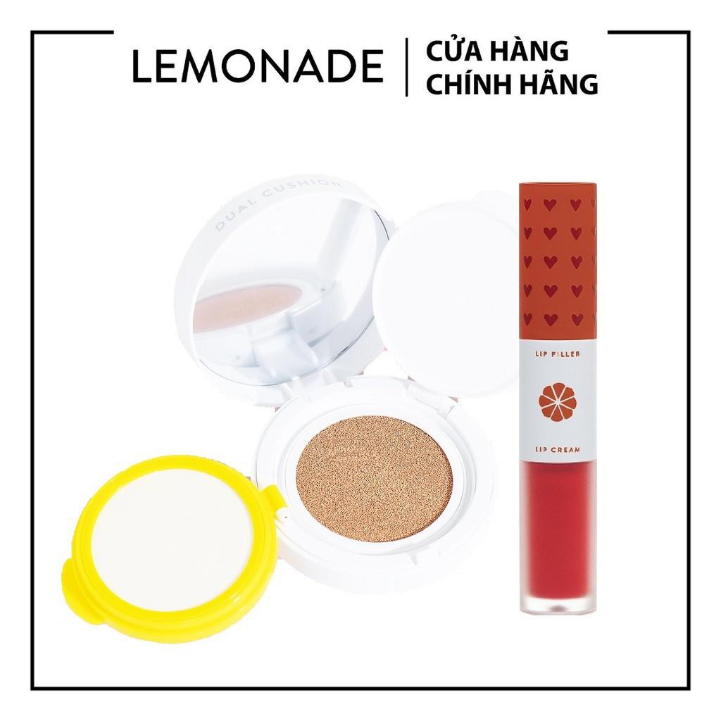 Combo Phấn nước kiềm dầu Lemonade Matte Addict Dual Cushion 16g và Son kem lì 2 đầu Perfect Couple Lip 7.5g