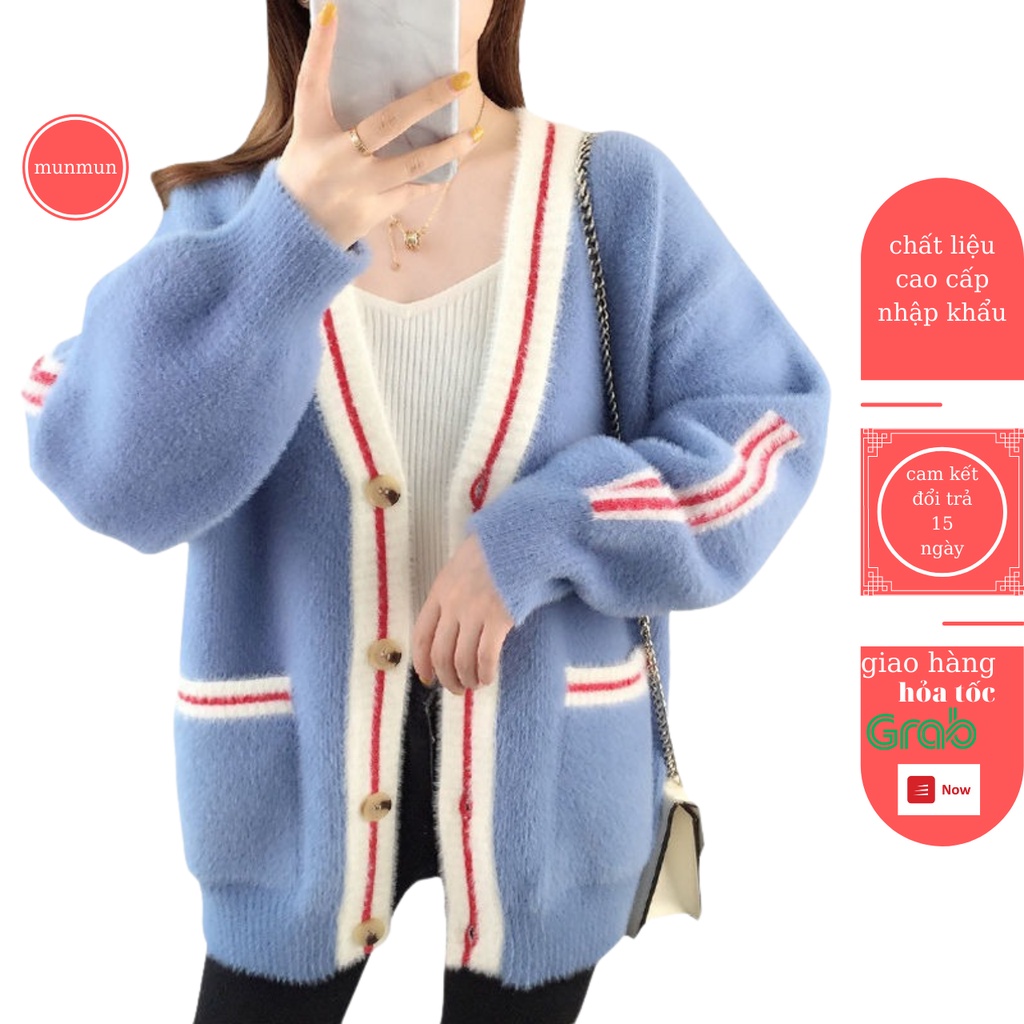 Áo len cardigan lông munmun pha viền siêu hot | WebRaoVat - webraovat.net.vn