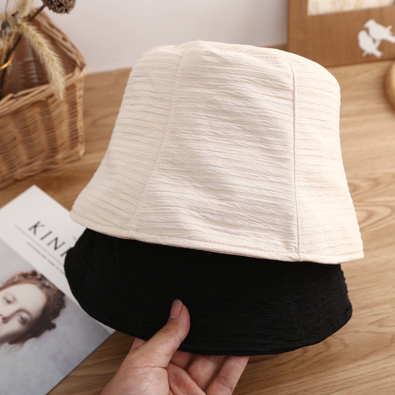 Mũ tai bèo nữ chống nắng thời trang, nón bucket siêu nhẹ vải dập vân ngang ulzzang, Emmer191