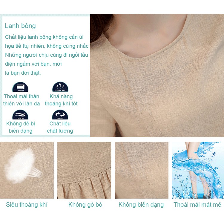 Bộ 2 Sản Phẩm Vải Lanh Cotton Màu Trơn 2 Lớp