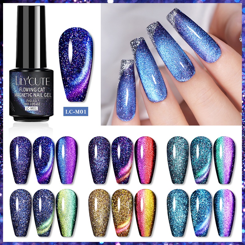 [Hàng mới về] Lọ gel sơn móng tay UV LILYCUTE từ tính phong cách mắt mèo thời trang 7ml