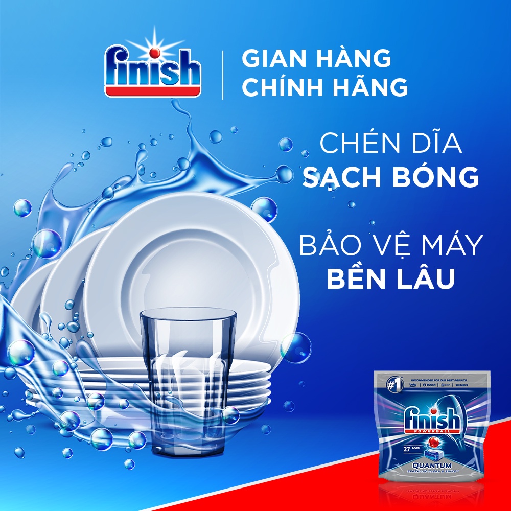 Combo 03 túi Viên Rửa Chén Bát Finish Powerball Quantum 27 viên/túi