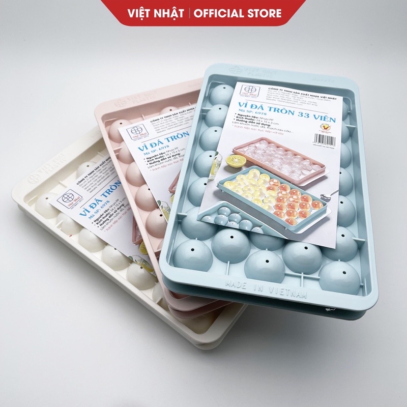 Khay làm đá tròn 33 viên nhựa việt nhật 6978