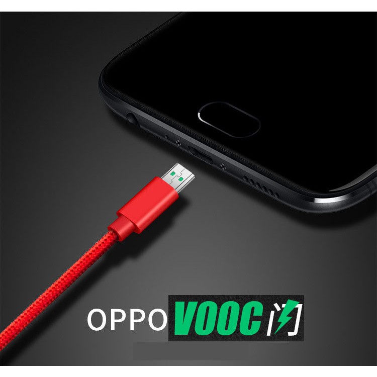 Cáp Sạc Nhanh VOOC OPPO 4.0 - dùng cho cac dong ĐT Oppo F3, Find 7,  R7s, R7 Plus, R9.....dây dù chống rối rất chắc chắn