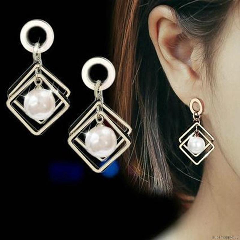 Đôi hoa tai dáng vuông phong cách Hàn Quốc thời trang cho nữ