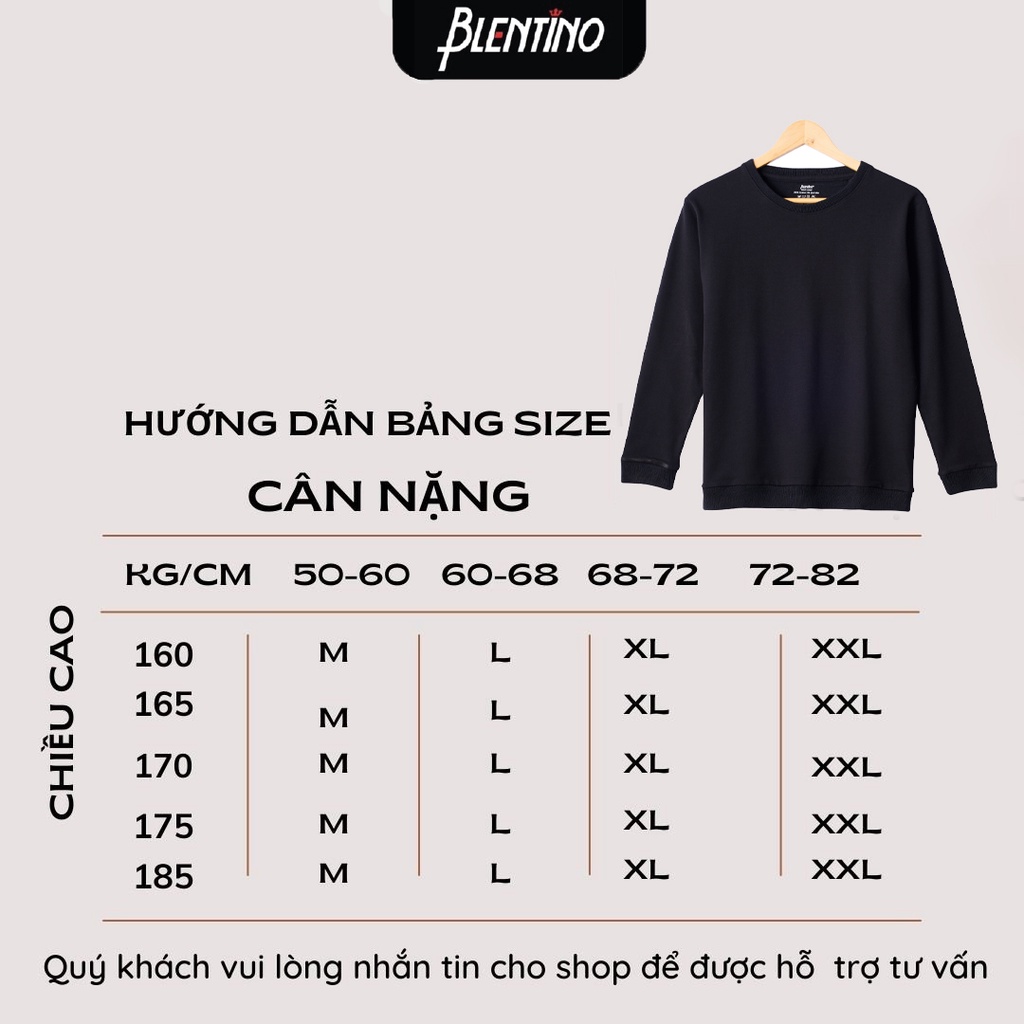 Áo Nỉ Nam Trơn Dài Tay Cổ Tròn Blentino Chất Liệu Cotton Cao Cấp Co Giãn,Mềm Mại, Không Xù, Bền Màu, BL-TND 01 | BigBuy360 - bigbuy360.vn