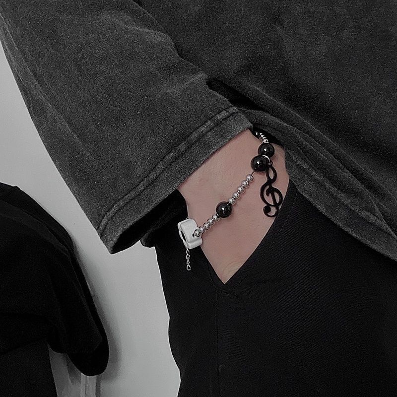 Vòng tay mặt hình nốt nhạc mặt cười phong cách hip hop Hàn Quốc cho nam và nữ