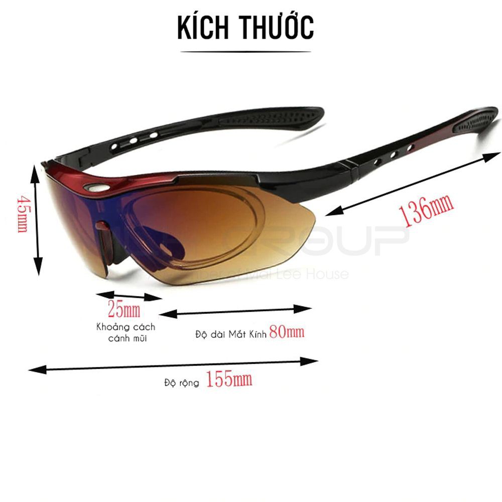 Mắt Kính Xe Đạp Thể Thao (5 Mắt Kính) Chống Tia Cực Tím UV400 Đạp Xe, Thể Thao Ngoài Trời, Câu Cá MLH