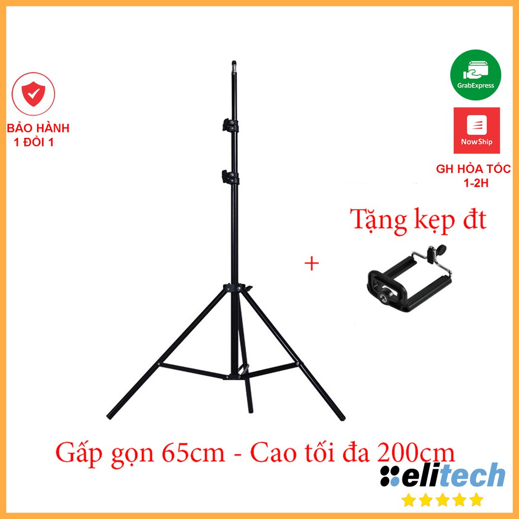 Chân Đèn Studio Đèn Flash Cho Chụp Ảnh Quay Phim Livestream. Tặng kèm kẹp điện thoại