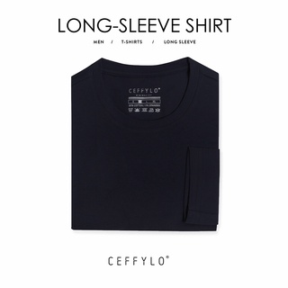 Áo phông dài tay xanh navy trơn basic, chất liệu cotton mềm mịn co giãn 4 chiều - ceffylo