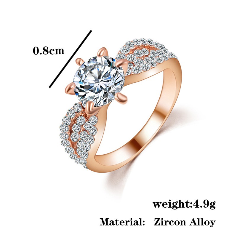 Aifei Jewellery Women Ring Six Claws Mosaic Diamond 925 Sterling Silver R391