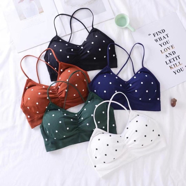 Bra cotton chấm bi dây lưng chéo