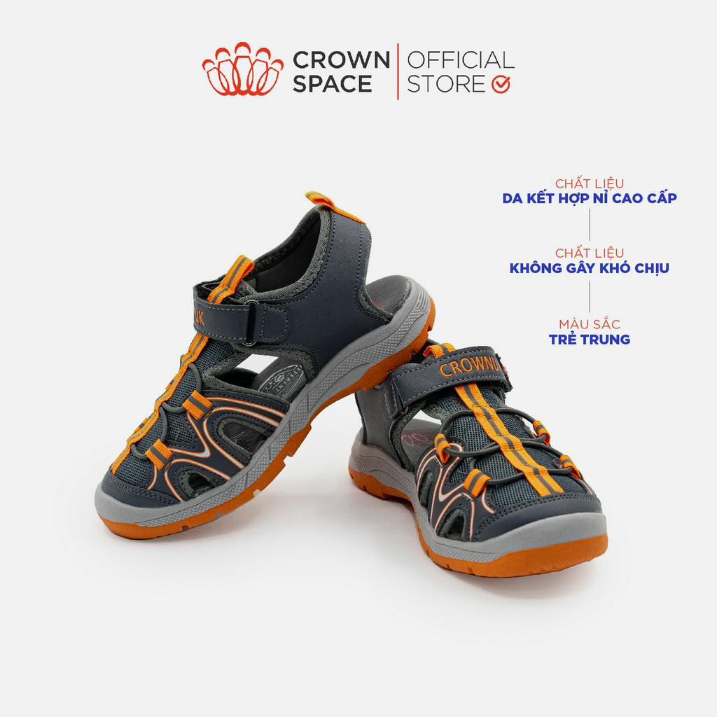 Giày Sandal Bịt Mũi CRUK569 Crown Space Dép Quai Hậu Cho Bé Đi Học Chất Liệu Da Chống Hôi Chân, Đế Chống Trơn Trượt