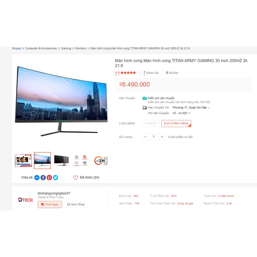 Màn Hình Máy Tính 21:9 TITAN ARMY GAMING 29.5 inch 200HZ / 144HZ 2k cong mới 100% | BigBuy360 - bigbuy360.vn