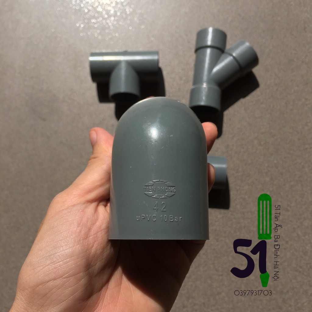 Tê 42 - Cút  42 - Chếch   42 - Măng sông  ống nhựa PVC phi 42 Tiền Phong