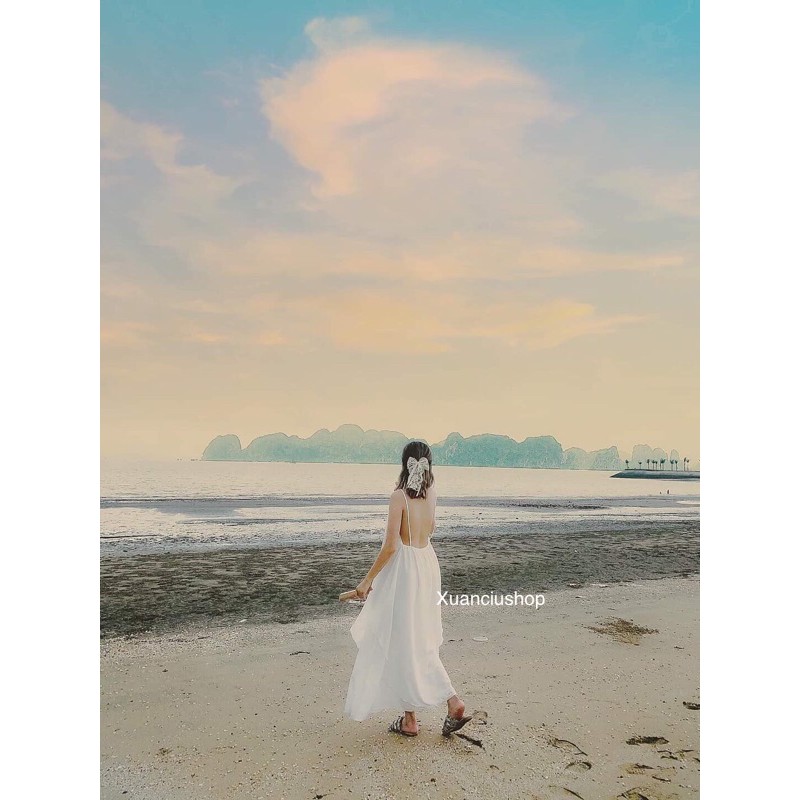 Váy Đầm Maxi Yếm Đi Biển Hai Tầng Hở Lưng Sang Chảnh | BigBuy360 - bigbuy360.vn