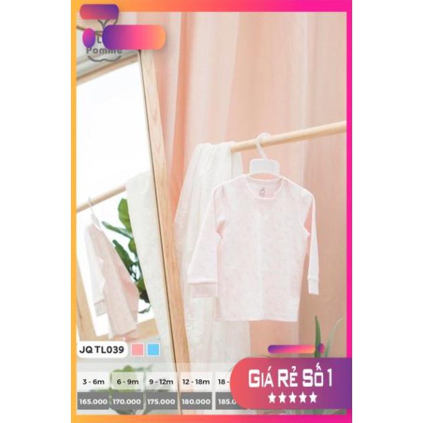 La pomme TL039 - Áo dài tay bút chì cổ can V xanh hồng