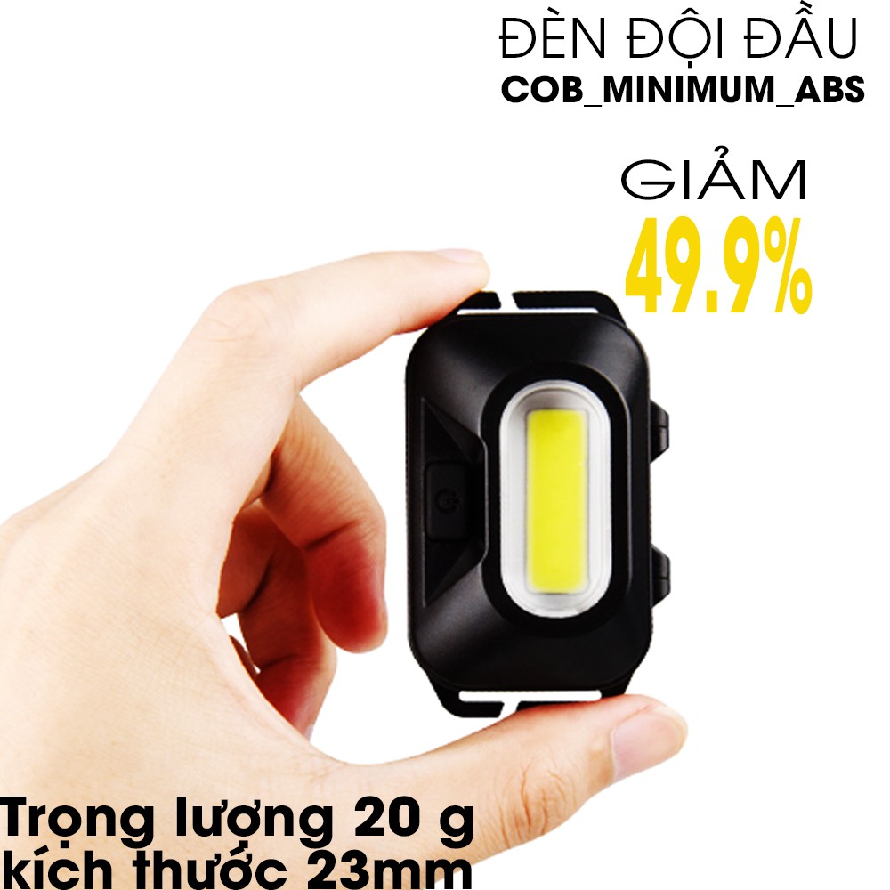 Đèn pin siêu sáng đội đầu đèn COB size minimum, sài 3 pin khô AAA nhưa ABS , có dây đeo