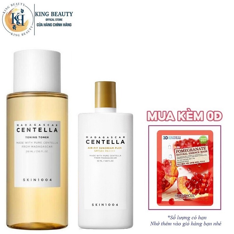 Combo 2 Sản Phẩm Giảm Mụn Chiết Xuất Rau Má Skin1004 Madagascar Centella (Toner 210ml + Kem chống nắng 50ml)