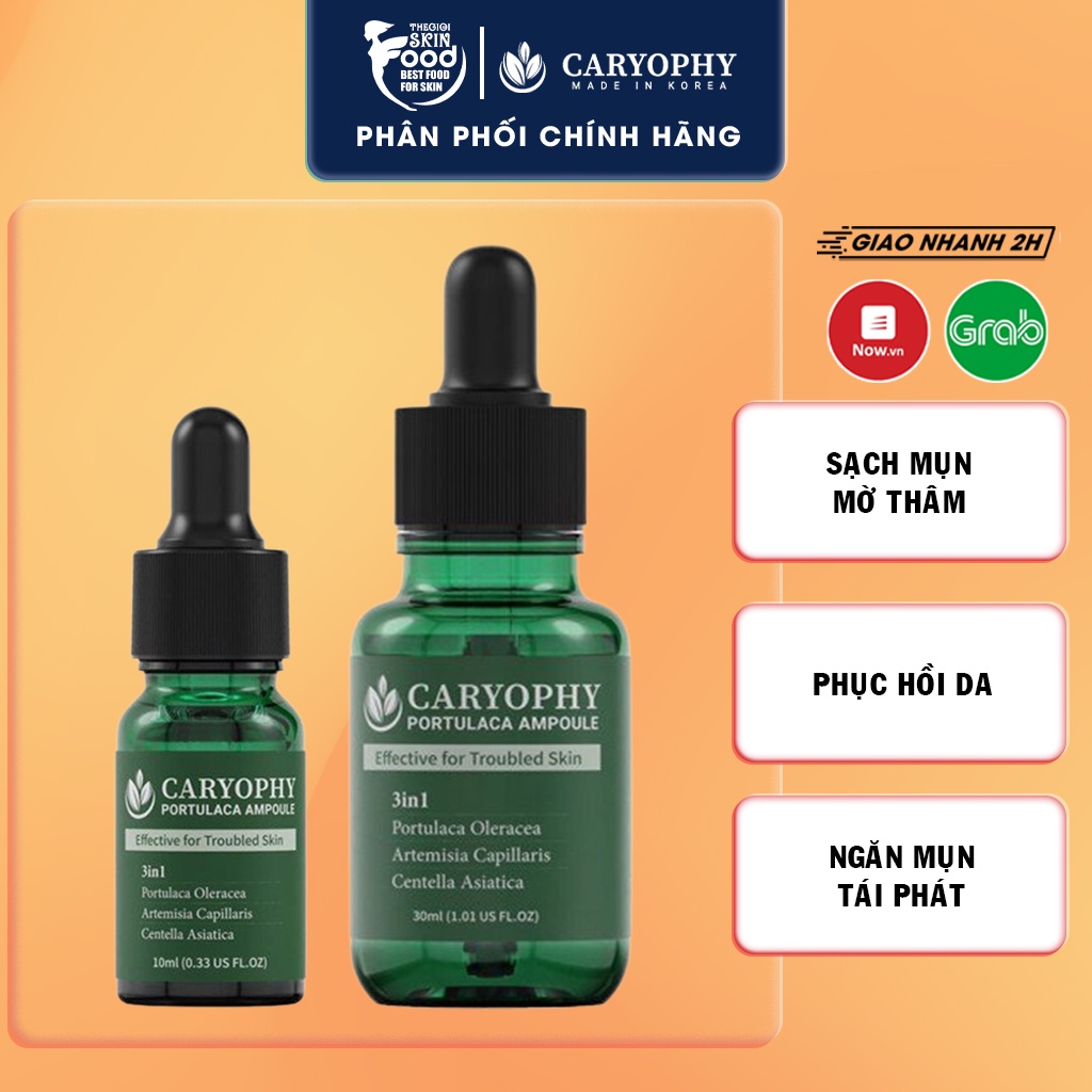 Tinh Chất Giảm Mụn, Làm Dịu, Phục Hồi Da Chiết Xuất Rau Má Ngải Cứu Caryophy Portulaca Ampoule