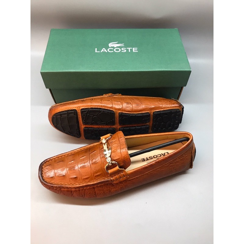 giầy lười da cá sấu sang chảnh da thật lacoste