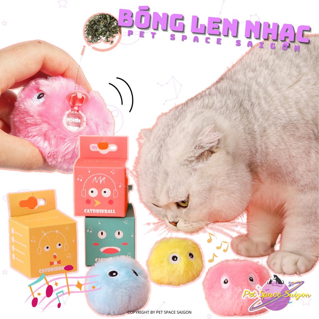 Đồ Chơi Quả Bóng Len Cho Mèo Có Âm Thanh Động Vật Kèm Catnip Giảm Stress Thư Giãn Vui Nhộn