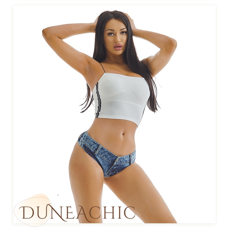 DUNEA Quần Short Denim Lưng Thấp Thiết Kế Quyến Rũ Cho Nữ