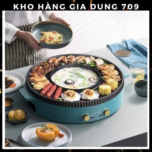 BẾP LẨU NƯỚNG KẾT HỢP 2 TRONG 1 CÁT Á, KHÔNG KHÓI, SIÊU TIỆN LỢI, ĐƯỜNG KÍNH 39CM ( TÙY TỪNG LÔ CỦA NSX)