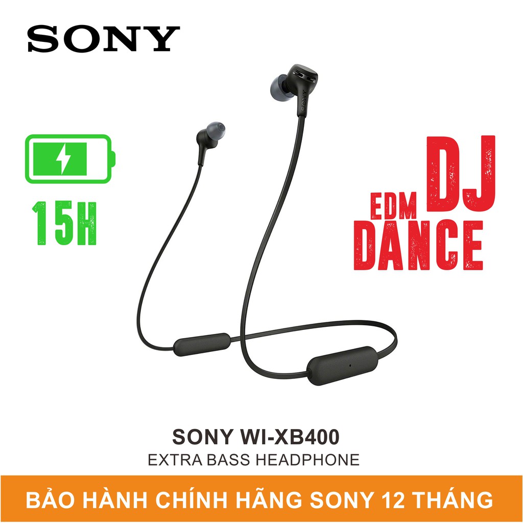 Tai Nghe Nhét Tai Bluetooth Sony Extra Bass WI-XB400 - Chính Hãng Sony Việt Nam - Bảo Hành 12 Tháng