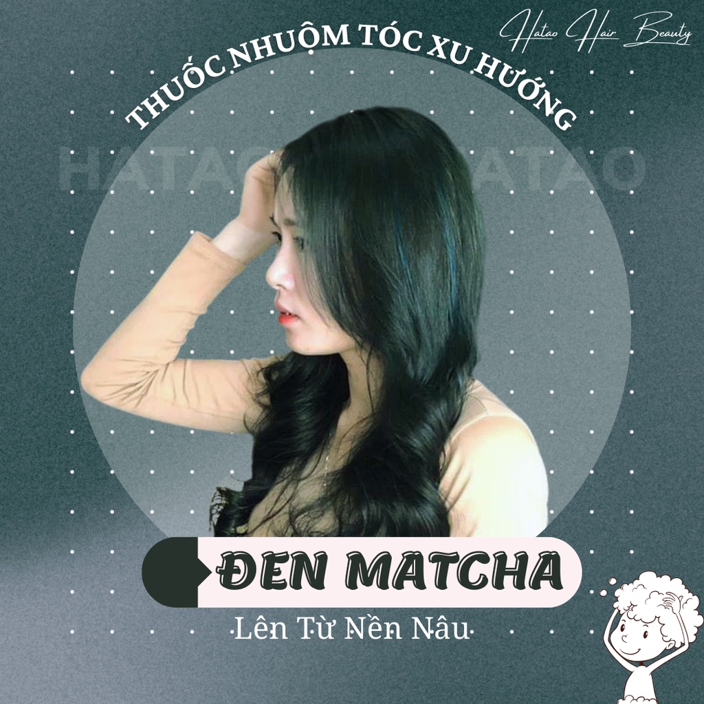 Thuốc nhuộm tóc màu Đen Mát Cha(không tẩy) kèm trợ nhuộm 100ml