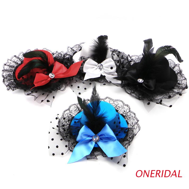 Kẹp tóc hình nón mini phối ren lông vũ phong cách mới cho nữ