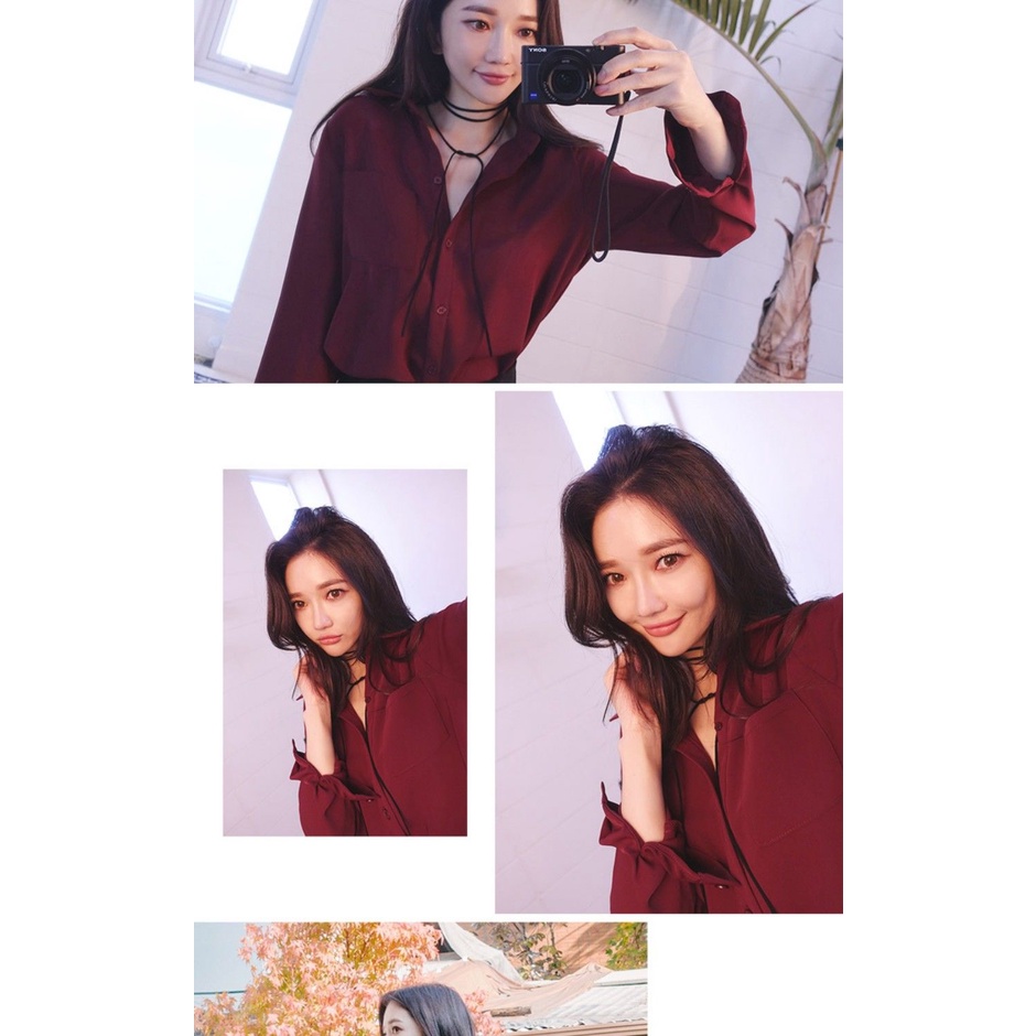Áo sơ mi Chiffon dài tay dáng rộng màu trắng phong cách thời trang xuân thu Hàn Quốc 2021