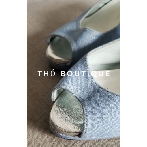 Giày cao gót Nhật DIANA x ARTEMIS vải jean xanh đế kép 7cm size 37-38