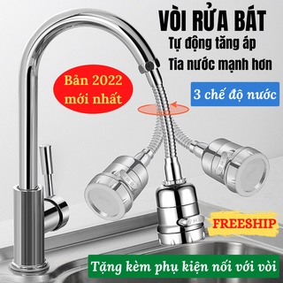 Đầu vòi rửa bát tự động tăng áp 3 chế độ nước tự động xoay 360 độ Shop Gia Dụng HOÀI AN