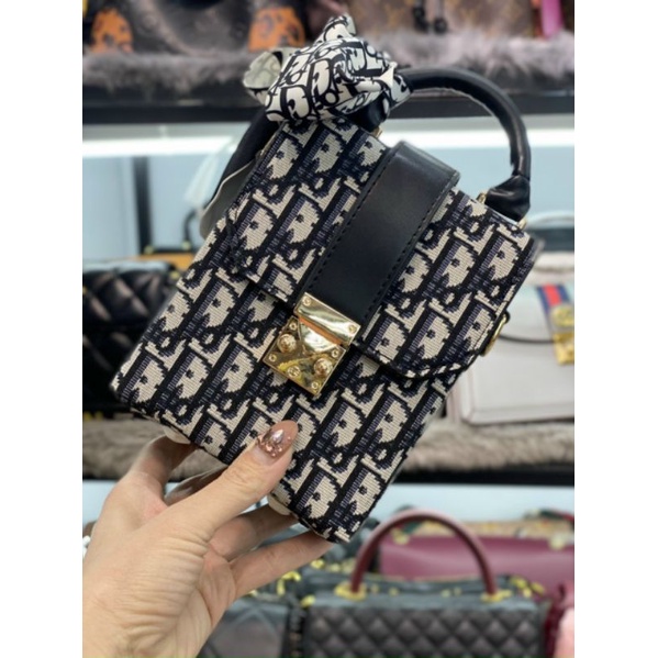 Túi đeo chéo nữ D.I ophidia vải pha da chi tiết fulbox