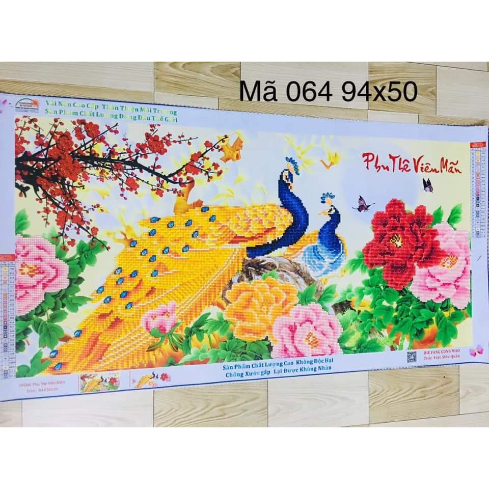 Tranh đính đá ABC công phu thê viên mãn(94cm x 50cm)