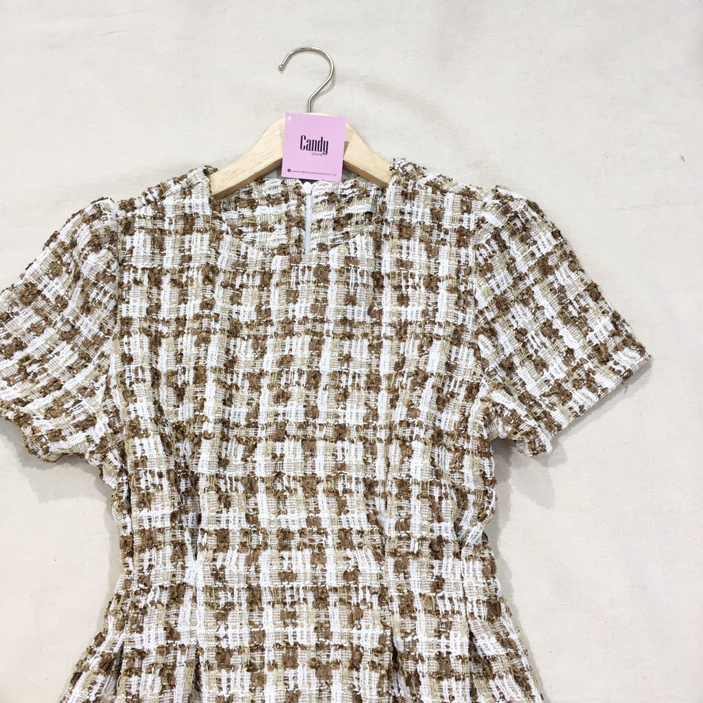 Đầm tweed tay ngắn thắt eo | BigBuy360 - bigbuy360.vn