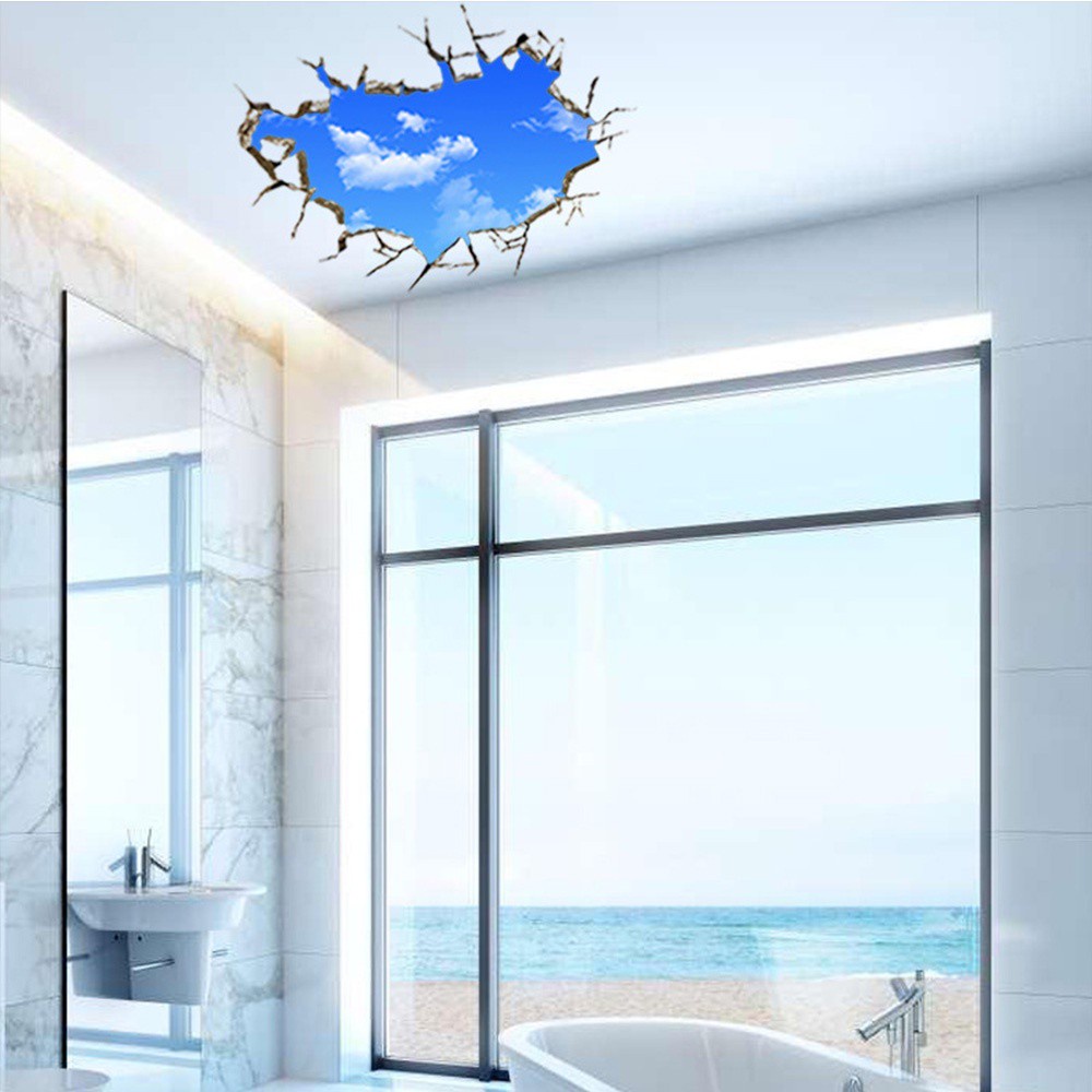 WMES1 Charming Bedroom Living Room Decoration New Arrival Creative Blue Sky White Cloud Wall Sticker Interesting Vivid Nice New Design Lovely Hot Sale Home Decor/Multicolor