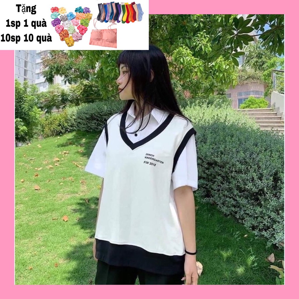 Áo gile thêu chữ oversize form rộng clip ảnh thật DTL