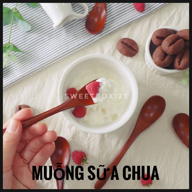 Muỗng Gỗ Sữa Chua 15cm Ăn Tráng Miệng - Thìa Gỗ Ăn Kem Sinh Tố Cà Phê - Muỗng Gia Vị Bằng Gỗ Nhãn Chống Thấm Xuất Khẩu