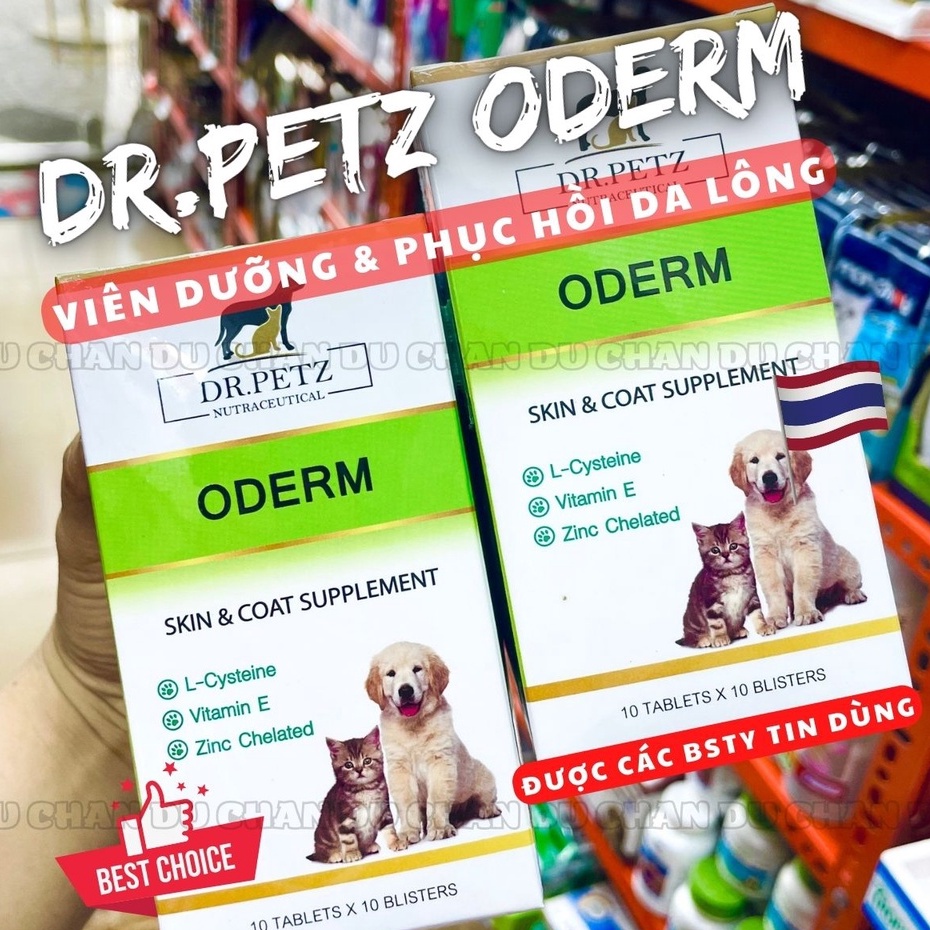 VIÊN KÍCH MỌC LÔNG - DƯỠNG LÔNG DA CHÓ MÈO - HỖ TRỢ ĐIỀU TRỊ NẤM GHẺ VIÊM DA DR.PET ODERM