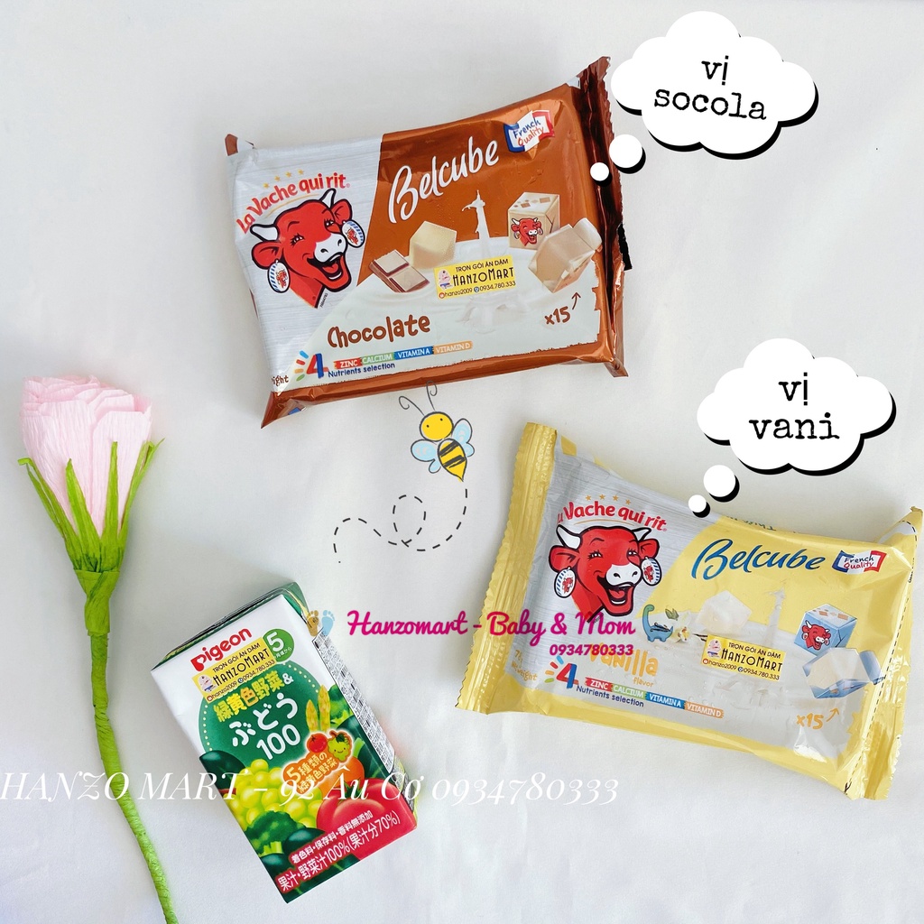 Phô mai viên Belcube plain / dâu / vani / socola bò cười phô mai viên