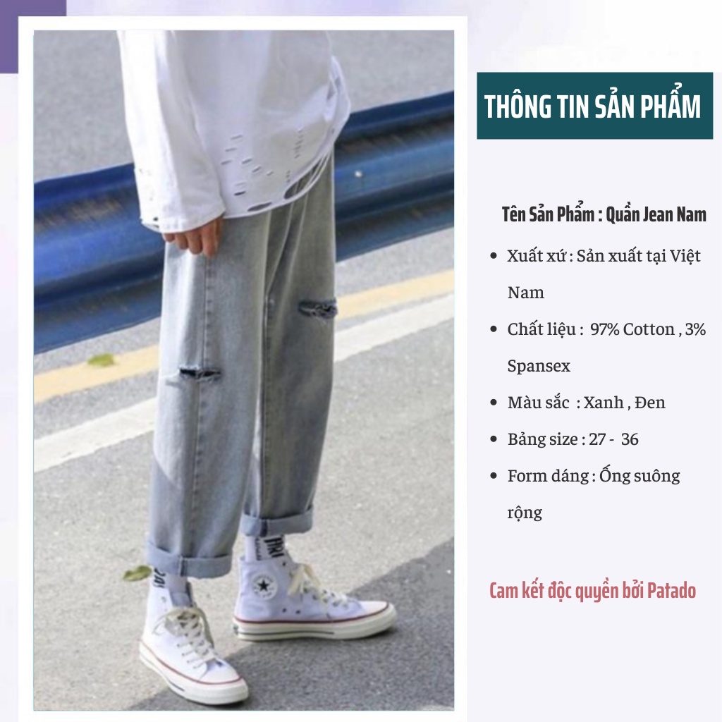 Quần jean baggy nam rách gối,rách cạnh mã RGC01 hot 2022 phng cách hàn quốc