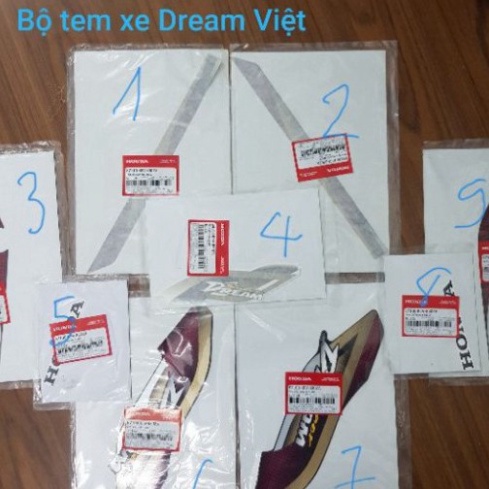 Bộ tem xe Dream Việt Caro CHÍNH HÃNG ,Tem hàng đẹp lắp được cả dream thái và dream việt các đời